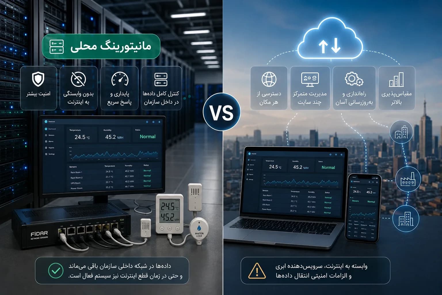 مانیتورینگ محلی یا ابری؟ کدام برای مراکز حساس بهتر است؟